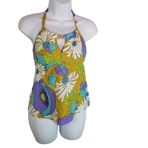 Trina Turk retro floral swim tankini top